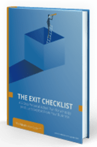 eBook cover titled 'The Exit Checklist' depicting a completed list with a horizon backdrop