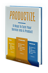 eBook cover for 'Productize' illustrating a funnel transforming ideas into tangible products